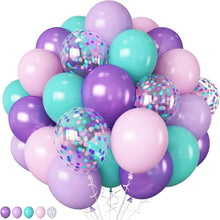60x 12 Zoll Meerjungfrau Luftballon Set Lila Rosa Türkis Grün