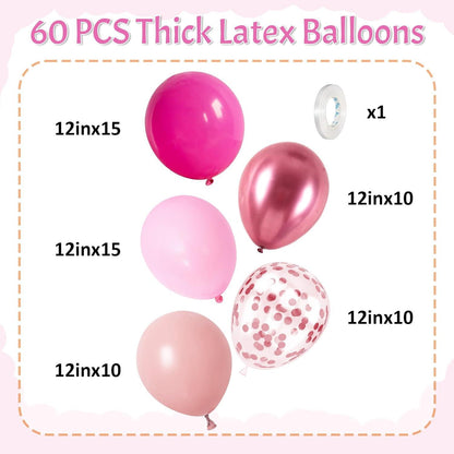 HILAVO Pink Rosa Luftballons 12 Zoll Metallic Konfetti Latex