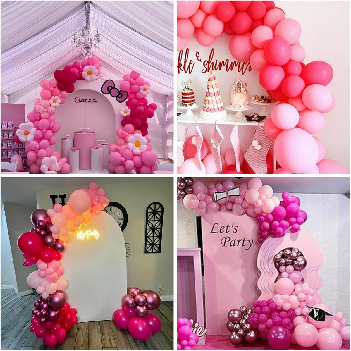 12 Fuchsia Pink Rosa Luftballons Metallic Konfetti 12 Zoll Mädchen Party Deko