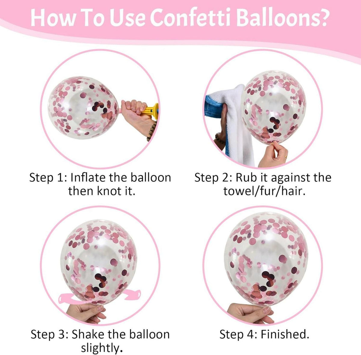 12 Zoll Pinke Luftballons Set Rosa Fuchsia Metallic Konfetti Helium