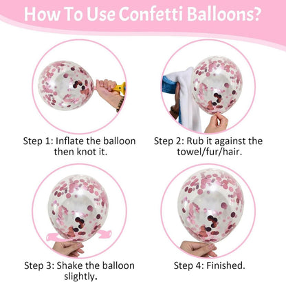 12 Zoll Pinke Luftballons Set Rosa Fuchsia Metallic Konfetti Helium