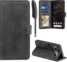 Google Pixel 7A Lederhülle Wallet Case Schwarz Magnet Standfunktion