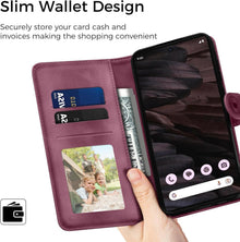 Google Pixel 7A Lederhülle Weinrot Flip Wallet mit