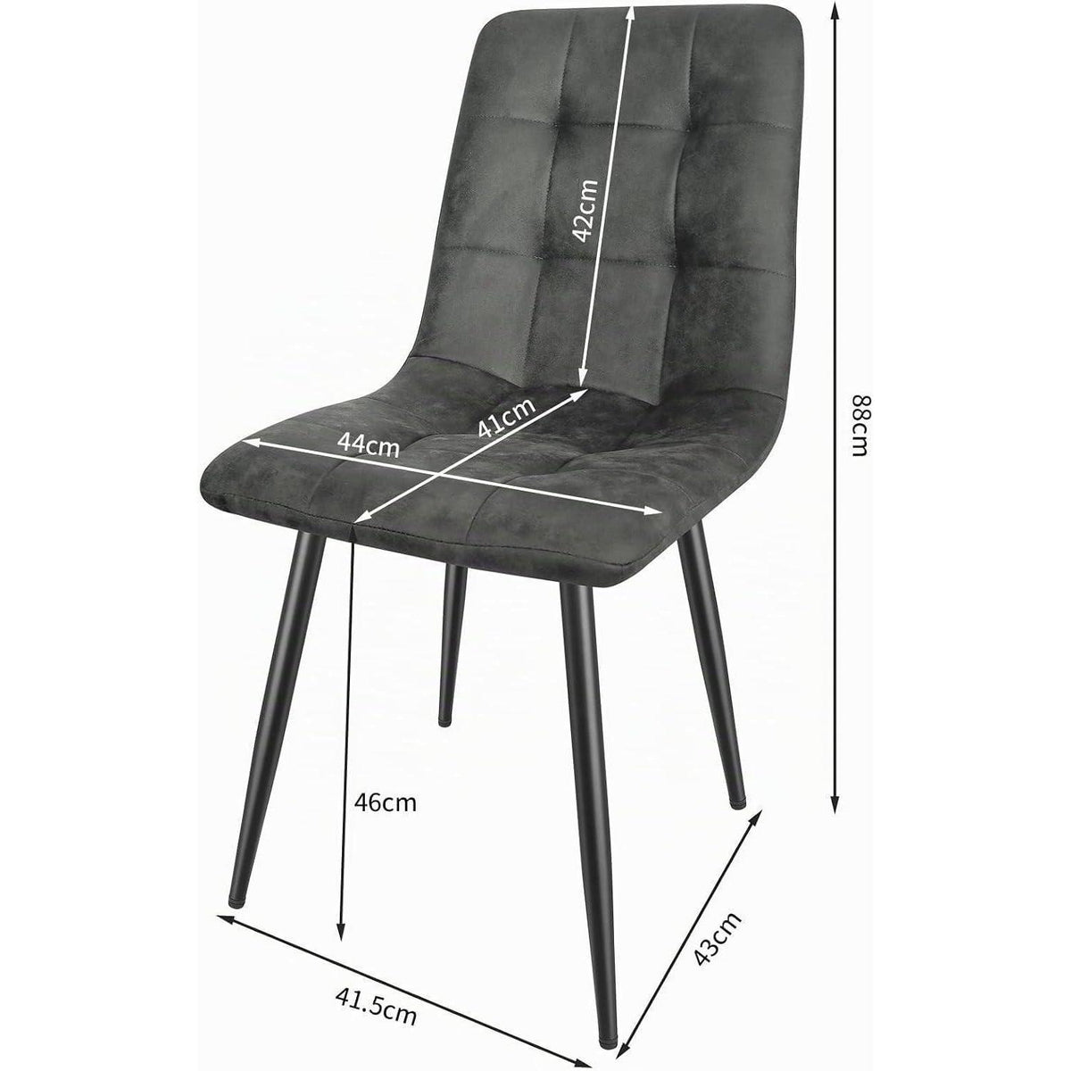 LEWE Esszimmerstühle 2er Set, Dunkelgrau, Mikrofaser-Kunstleder