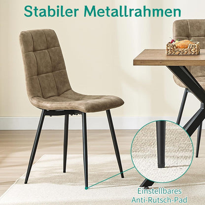 LEWE Esszimmerstühle 2er Set, Gelblich Braun in Lederoptik