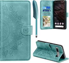 Lederhülle Pixel 7A Flip Wallet Case Magnet Standfunktion Grün