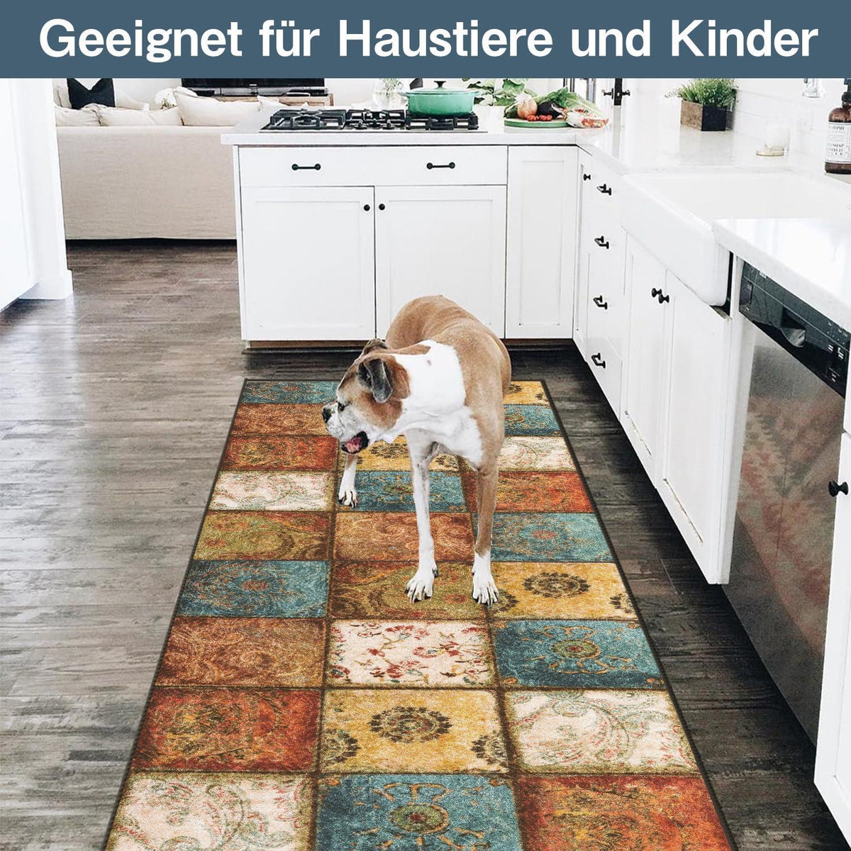Teppich Läufer Flur 80x120cm rutschfest waschbar Böhmen Modern