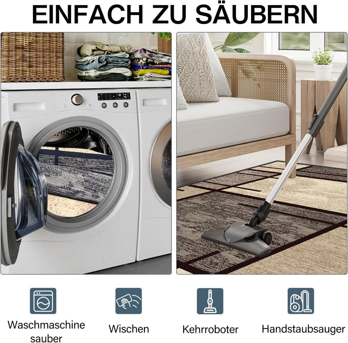 Teppich Läufer Flur rutschfest 60x150 cm Modern Küche Schlafzimmer