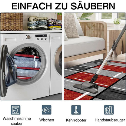 Teppich Läufer 60x180 cm Flur Modern Küche Schlafzimmer Rot