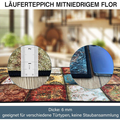 Teppich Läufer 60x120 cm Flur Küche Waschbar Böhmen Modern
