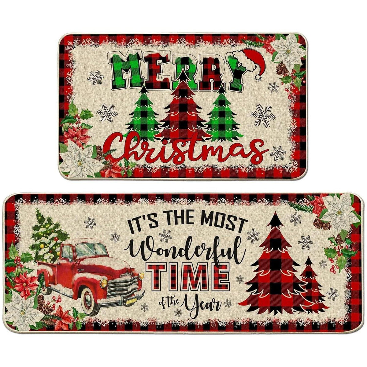 2x Weihnachtliche Fußmatte – Rutschfest & Dekorativ