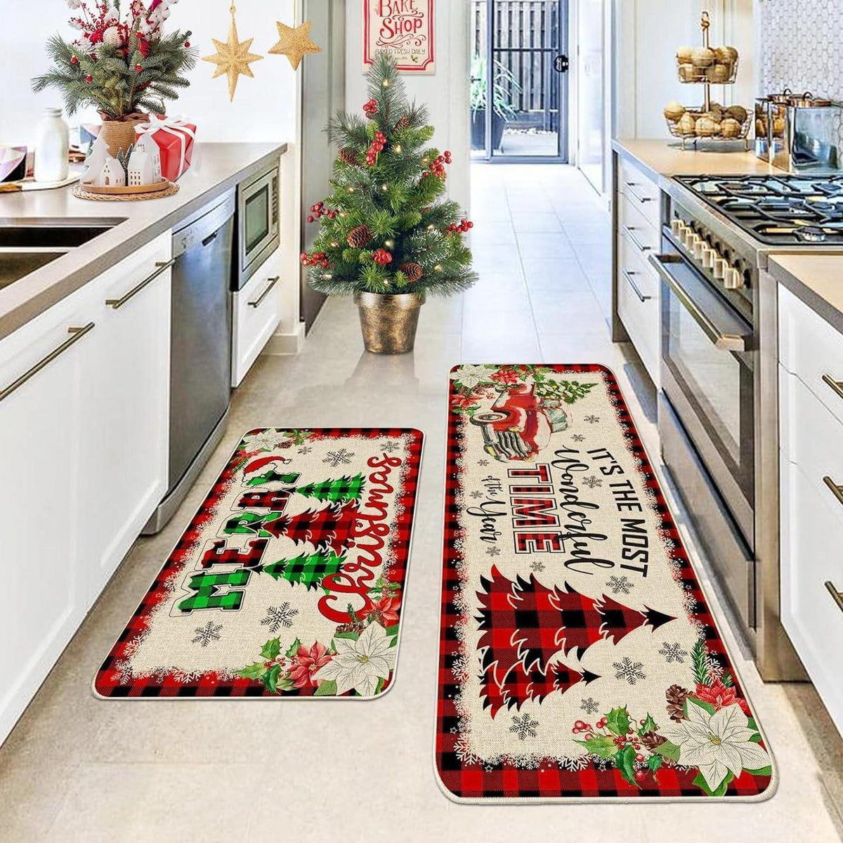 2x Weihnachtliche Fußmatte – Rutschfest & Dekorativ