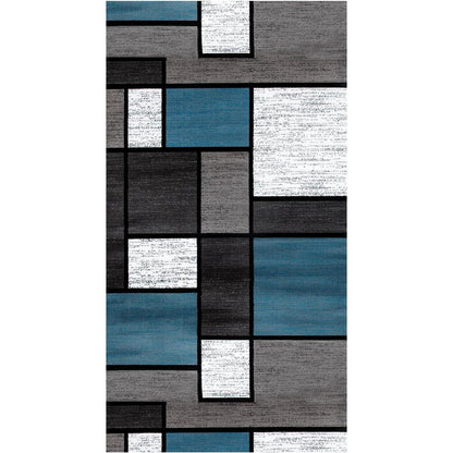 Teppich Läufer Flur Blau 80x150 cm Waschbar Rutschfest