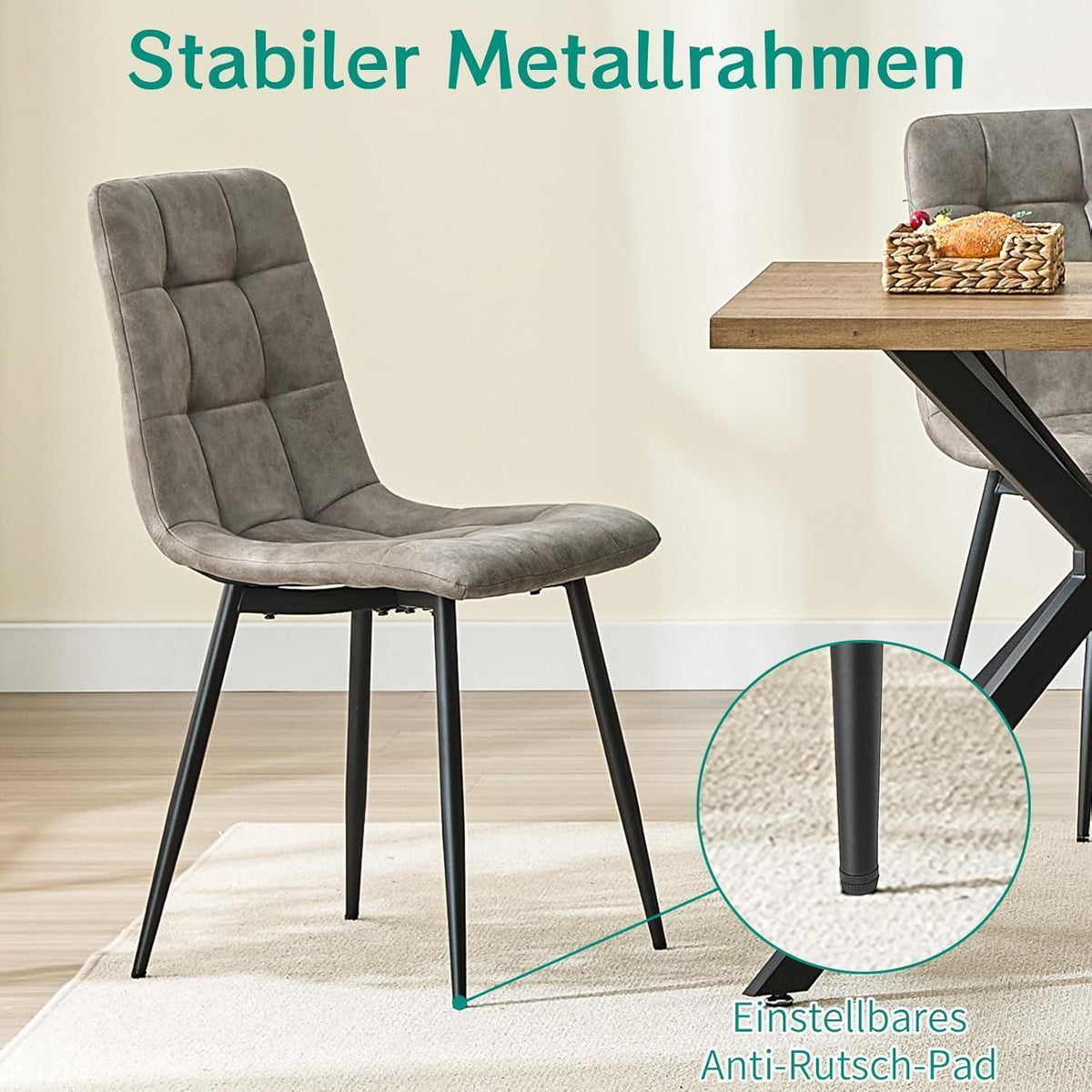 LEWE Esszimmerstühle 2er Set, Braun in Lederoptik
