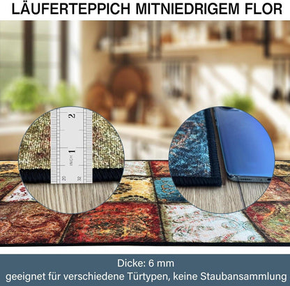 Teppichläufer Flur 60x200 cm rutschfest waschbar modern Böhmen retro