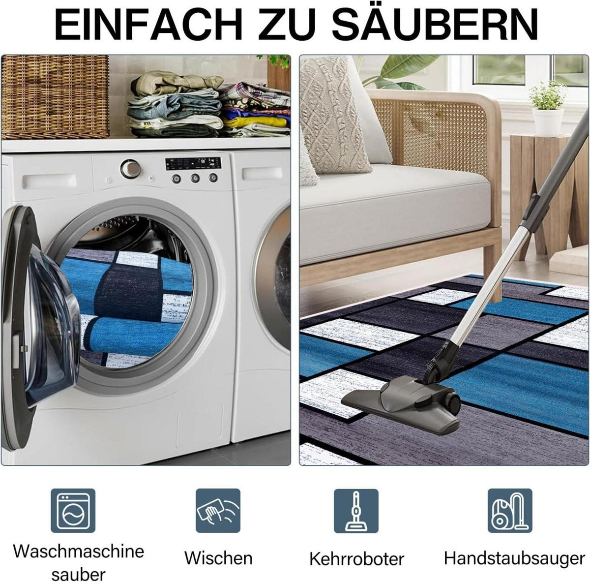 Teppich Läufer Flur rutschfest 60x250cm, waschbar, modern