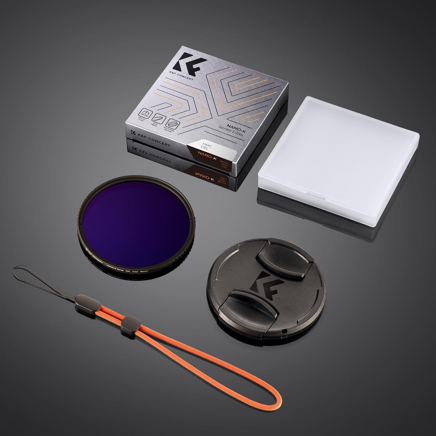 58mm CPL Polfilter mit Objektivdeckel und Halteband - Nano-beschichtet