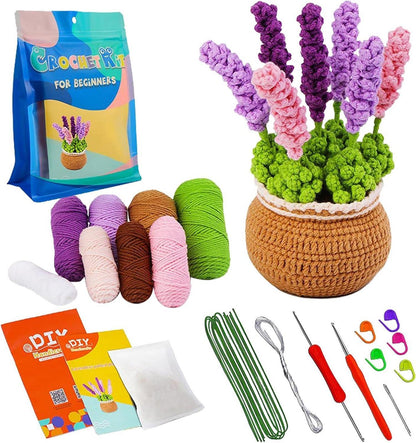 Häkelset Blumen Topf Verzierung DIY Geschenk Lavendel