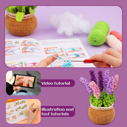 DIY Häkelset für Anfänger: Blumen Topf Deko Lavendel - Geschenk für Frauen