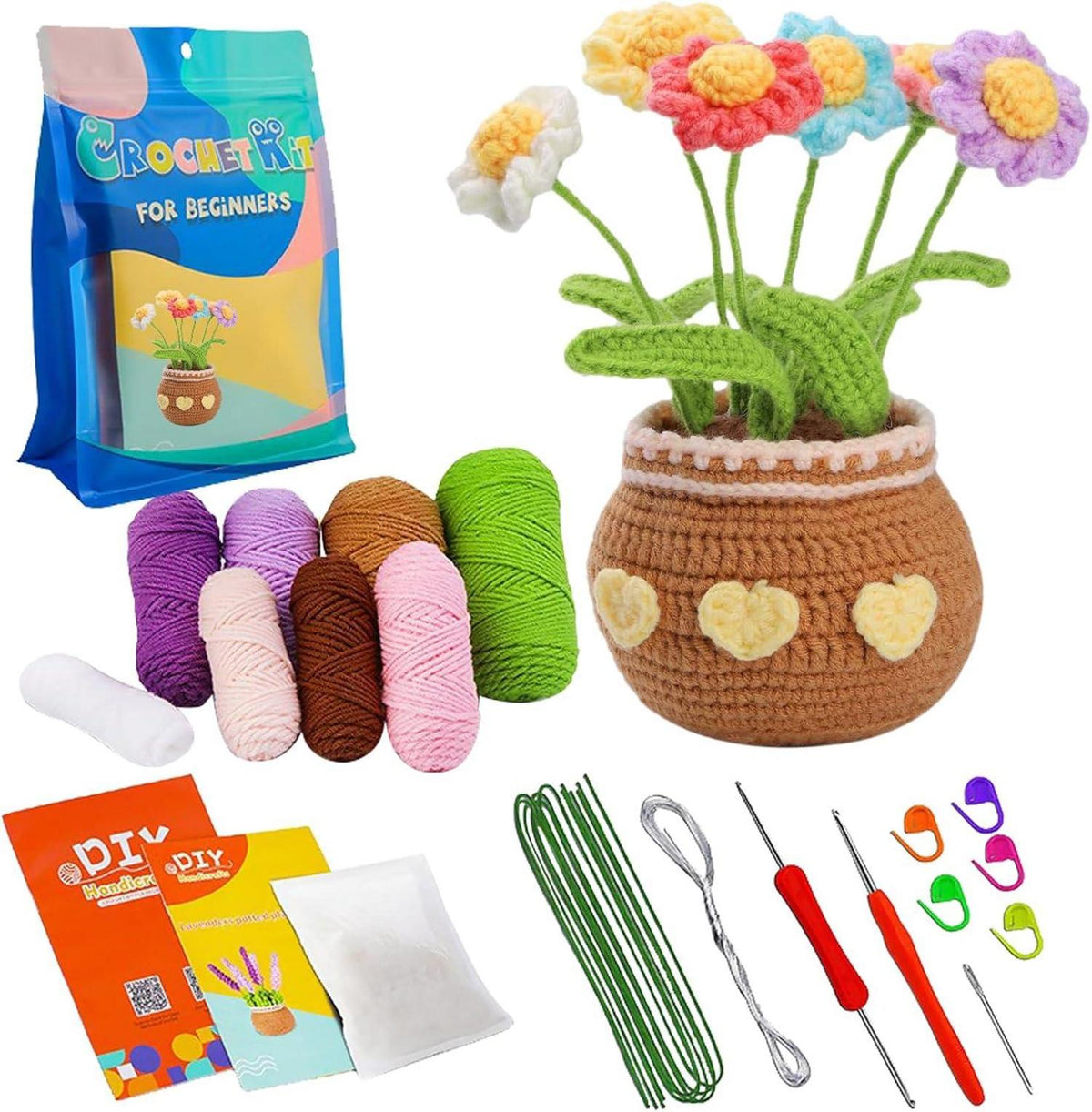 DIY Häkelset Blumen Topf Verzierung Anfänger Frauen Geschenk