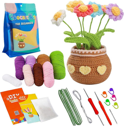 DIY Häkelset Blumen Topf Verzierung Anfänger Frauen Geschenk