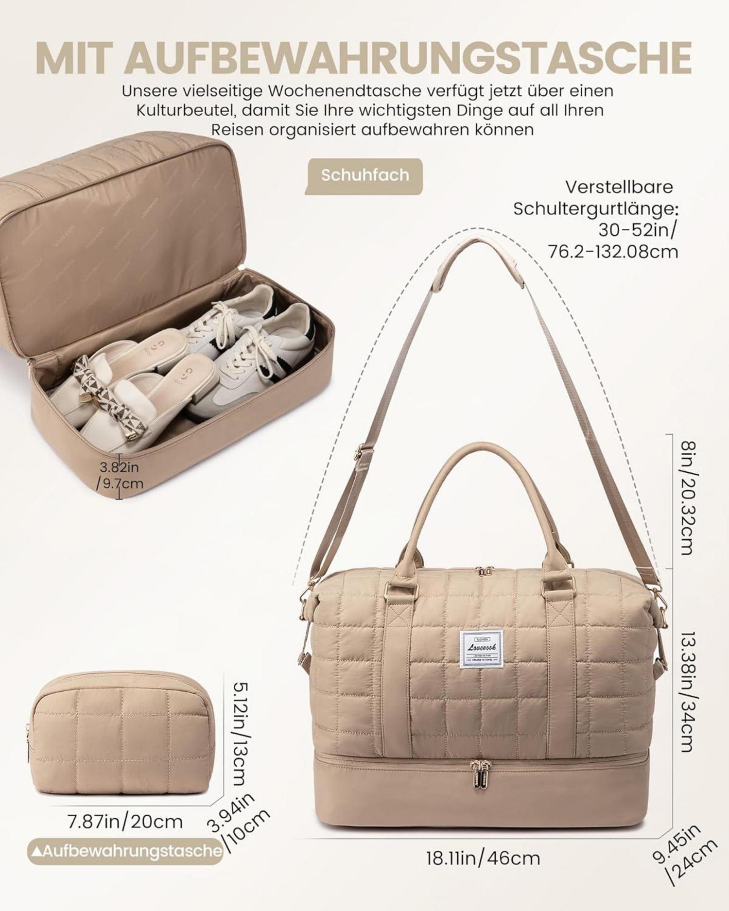 LOVEVOOK Große Damen Reisetasche mit Schuhfach & Nassfach