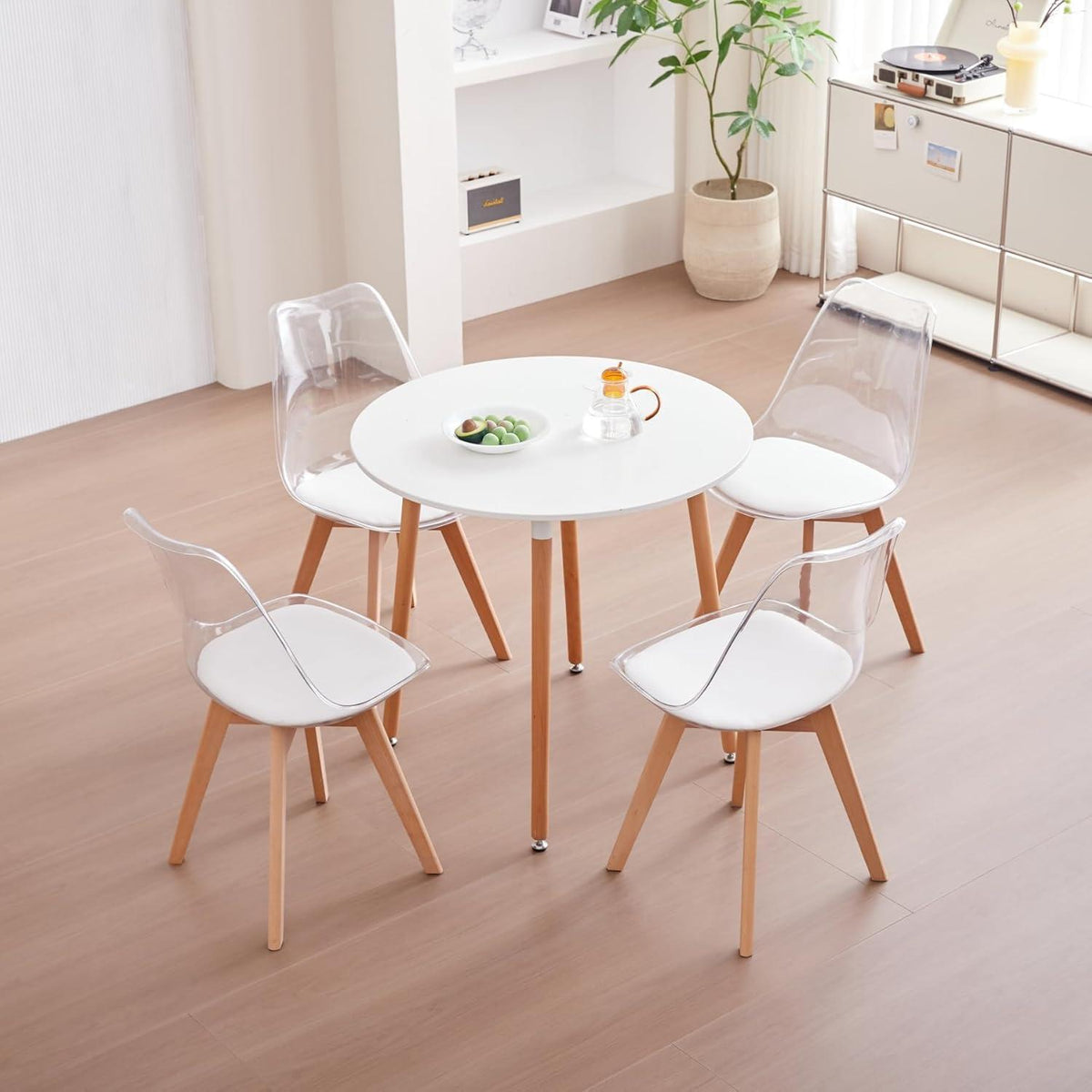 6 Esszimmerstühle Modern Transparent Weißes in Lederoptik