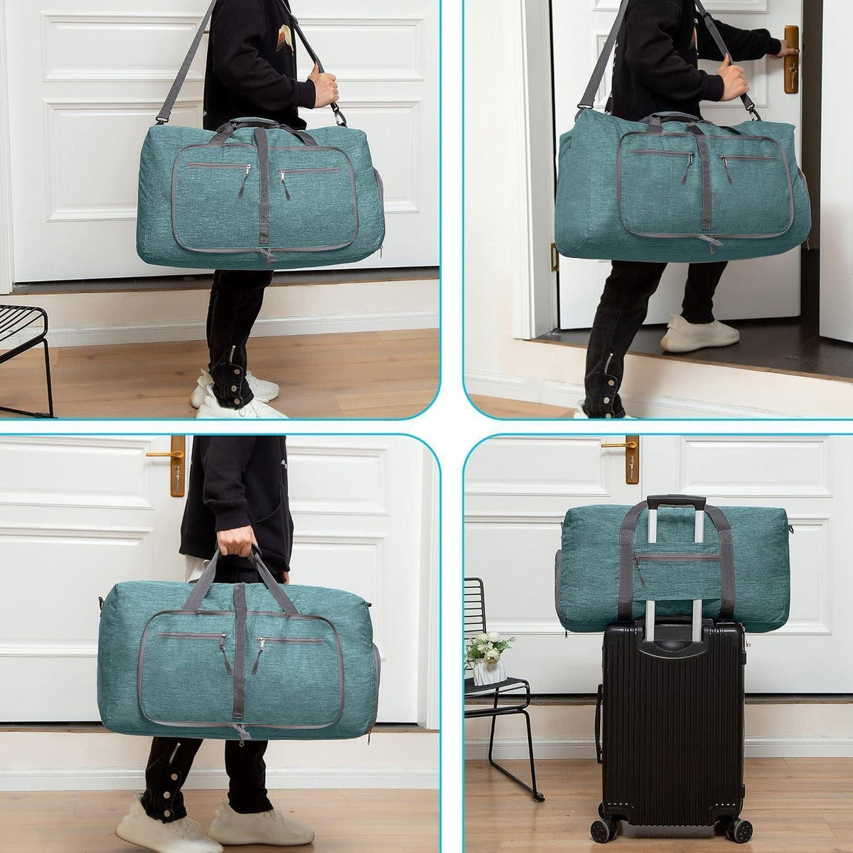 Reisetasche 85L mit Schuhfach, Grün, Wasserfest
