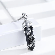 Totenkopf Kette 925 Sterling Silber Rose Kristall Gothic