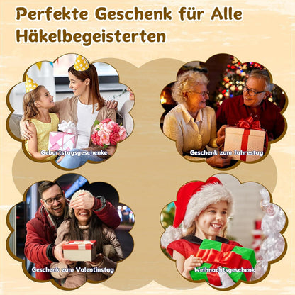 Häkelset für Anfänger mit Tasche, 15 Farben Wolle & Anleitung