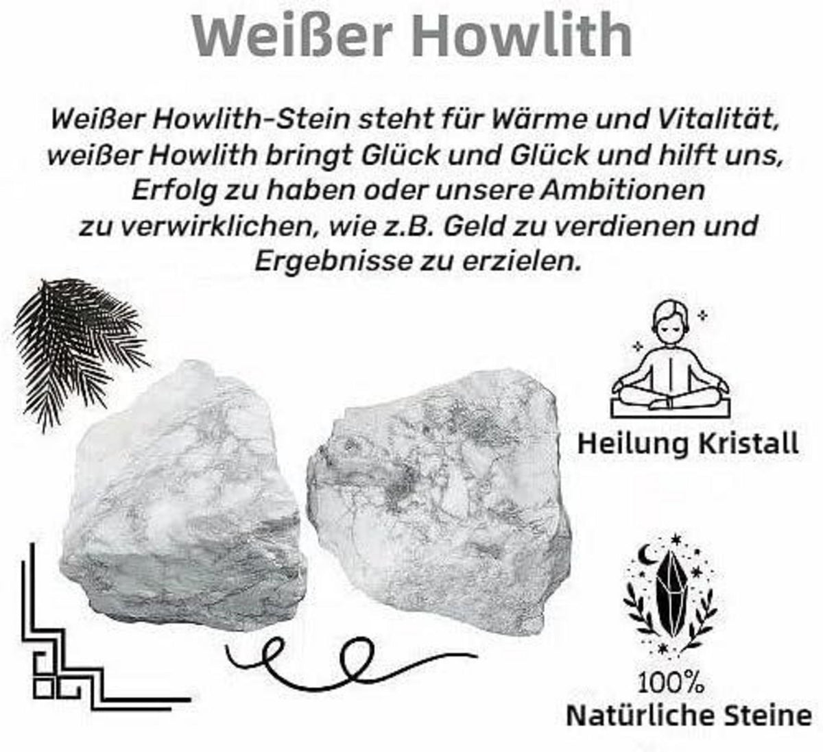 Große Weiße Howlith Rohsteine 4.5-5.5 cm Natürliche Kristalle