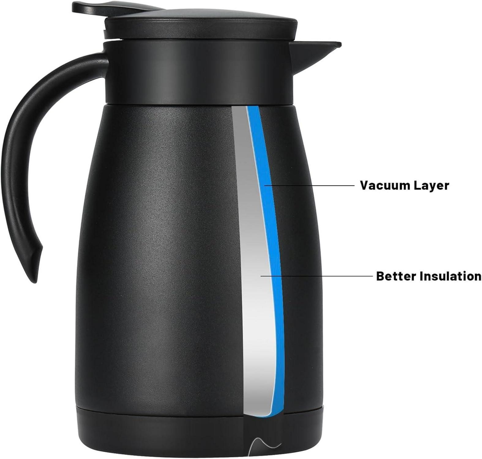 Olerd 750ML Edelstahl Thermoskanne, isolierte Kaffeekanne Schwarz