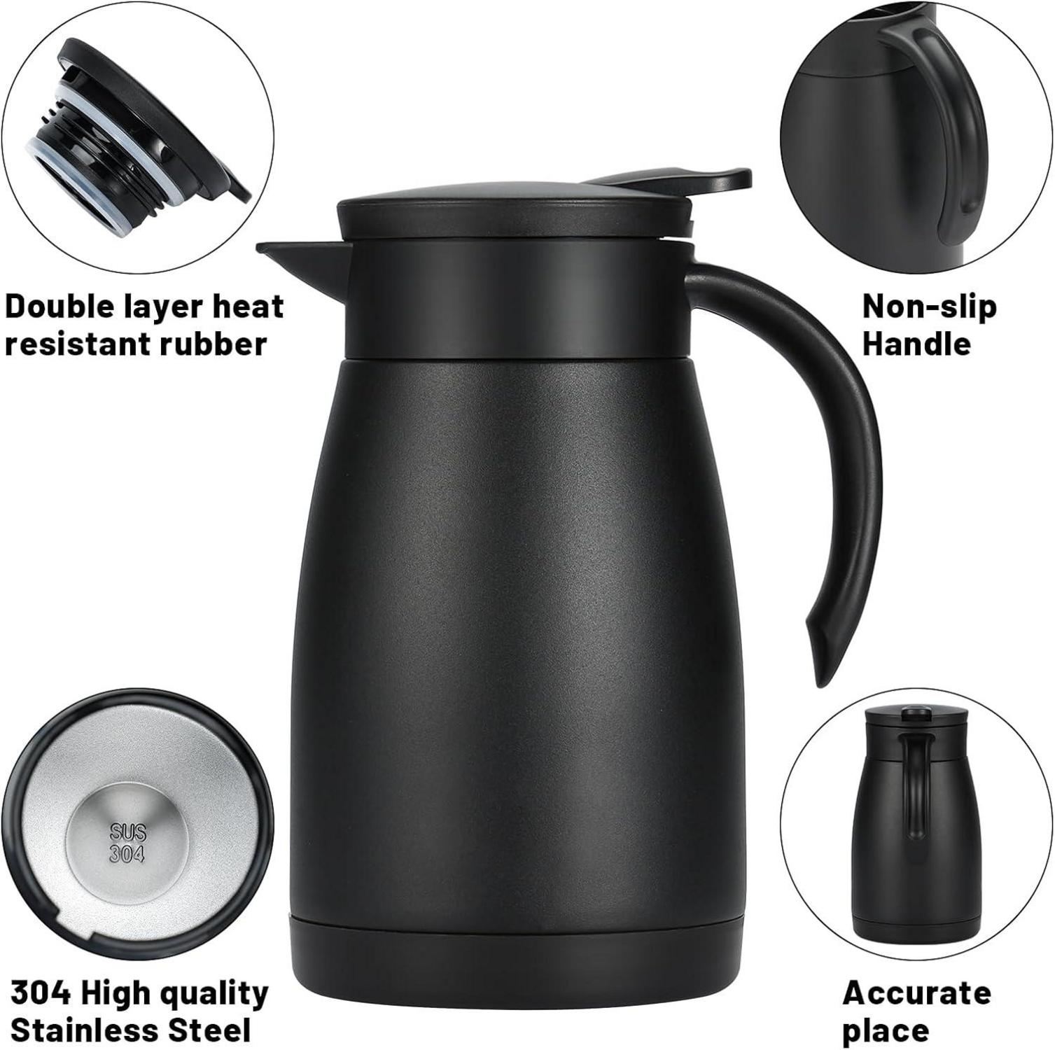 Thermoskanne Edelstahl Isolierkanne doppelwandige 750ML Kaffeekanne Teekanne