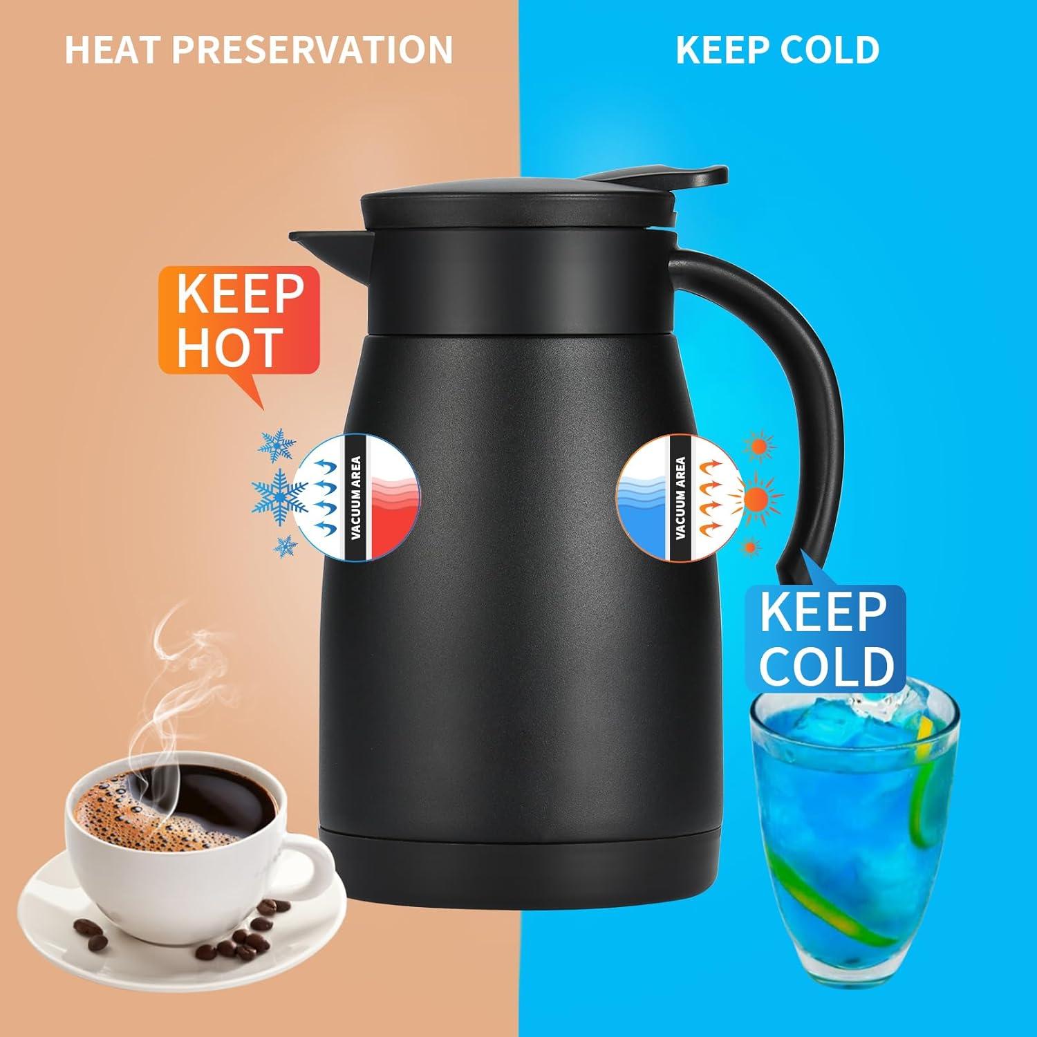 Thermoskanne Edelstahl Isolierkanne doppelwandige 750ML Kaffeekanne Teekanne
