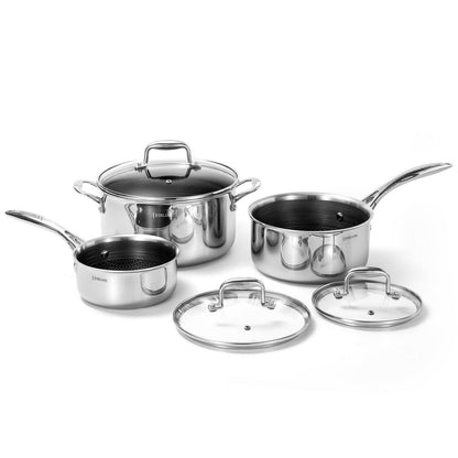 DELUXE 6-teiliges Hybrid-Topfset mit Glasdeckel