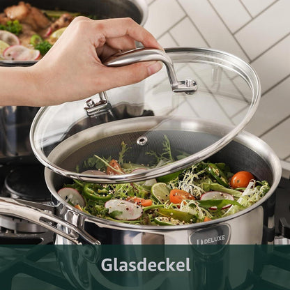 DELUXE 6-teiliges Hybrid-Topfset mit Glasdeckel