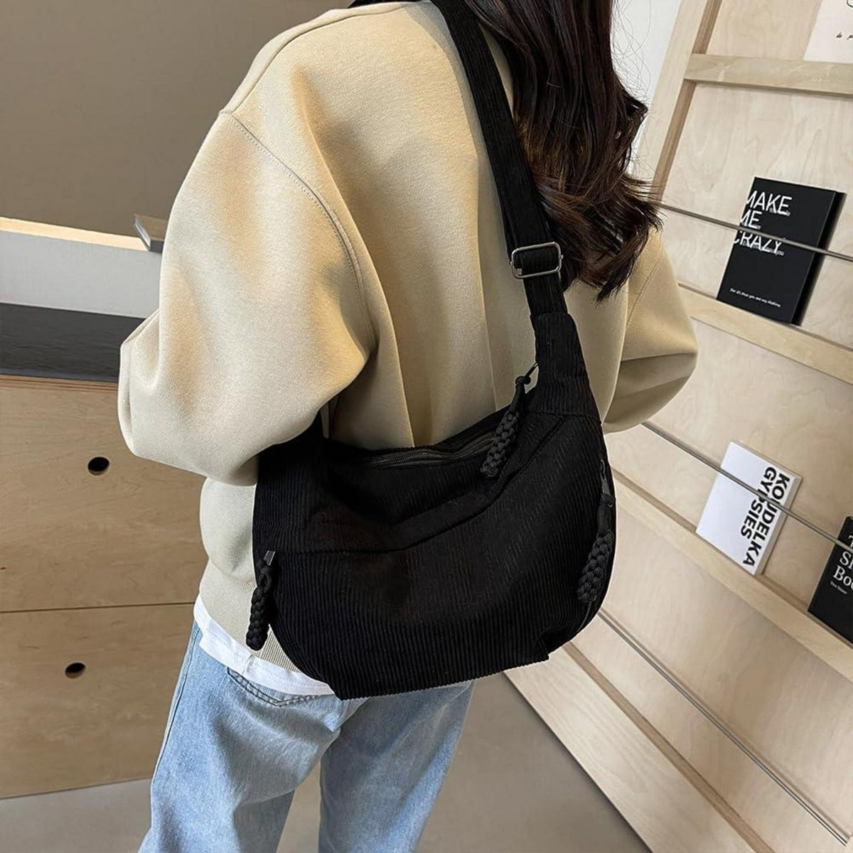 TIAASTAP Halbmond Nylon Umhängetasche Crossbody Groß Damen Shoulder Bag