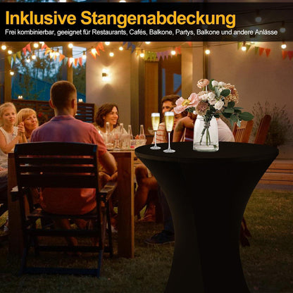 Stehtisch klappbar 80cm rund mit Husse, höhenverstellbar, Outdoor/Indoor