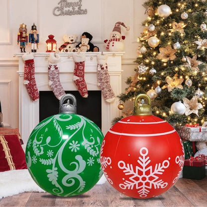 Aufblasbare Weihnachtskugeln 60cm Rot Grün PVC Deko für Außen