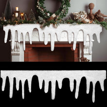Weihnachten Schneedecke Eiszapfen Kunstschnee Kamin Decke 120x36cm