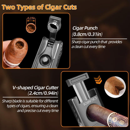 5-in-1 Sturmfeuerzeug mit Zigarrenschneider – Grau