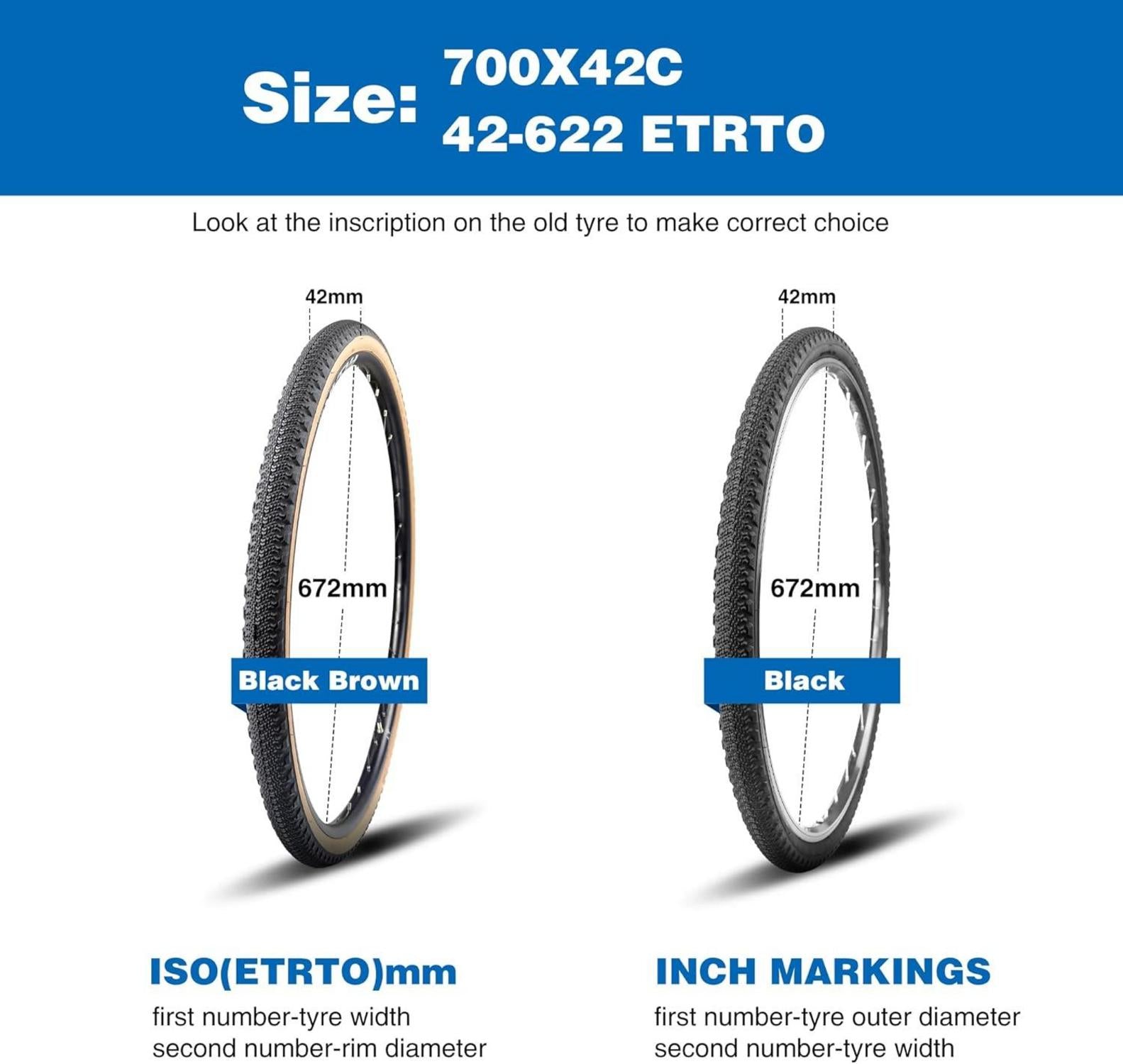 2er-Pack 700x42C Fahrradreifen mit Schläuchen Set Schwarz
