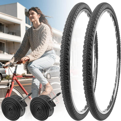 2er-Pack MEGHNA 700x42C Fahrradreifen Mantel & Schläuche Schwarz