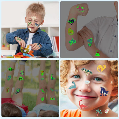 100 Stück Leuchtende Dino Tattoos Kinder Jungen Geburtstag Party