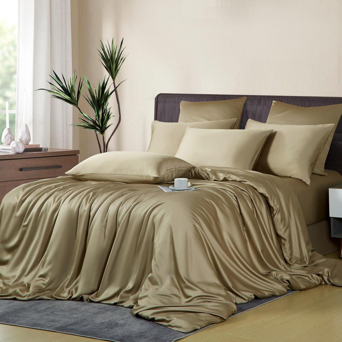 Bambus Bettwäsche Set 220x240 Beige – Kühlend & Weich