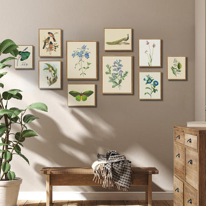 Vintage Botanische Leinwandbild 30x40 cm Blaue Wildblumen Wanddekoration