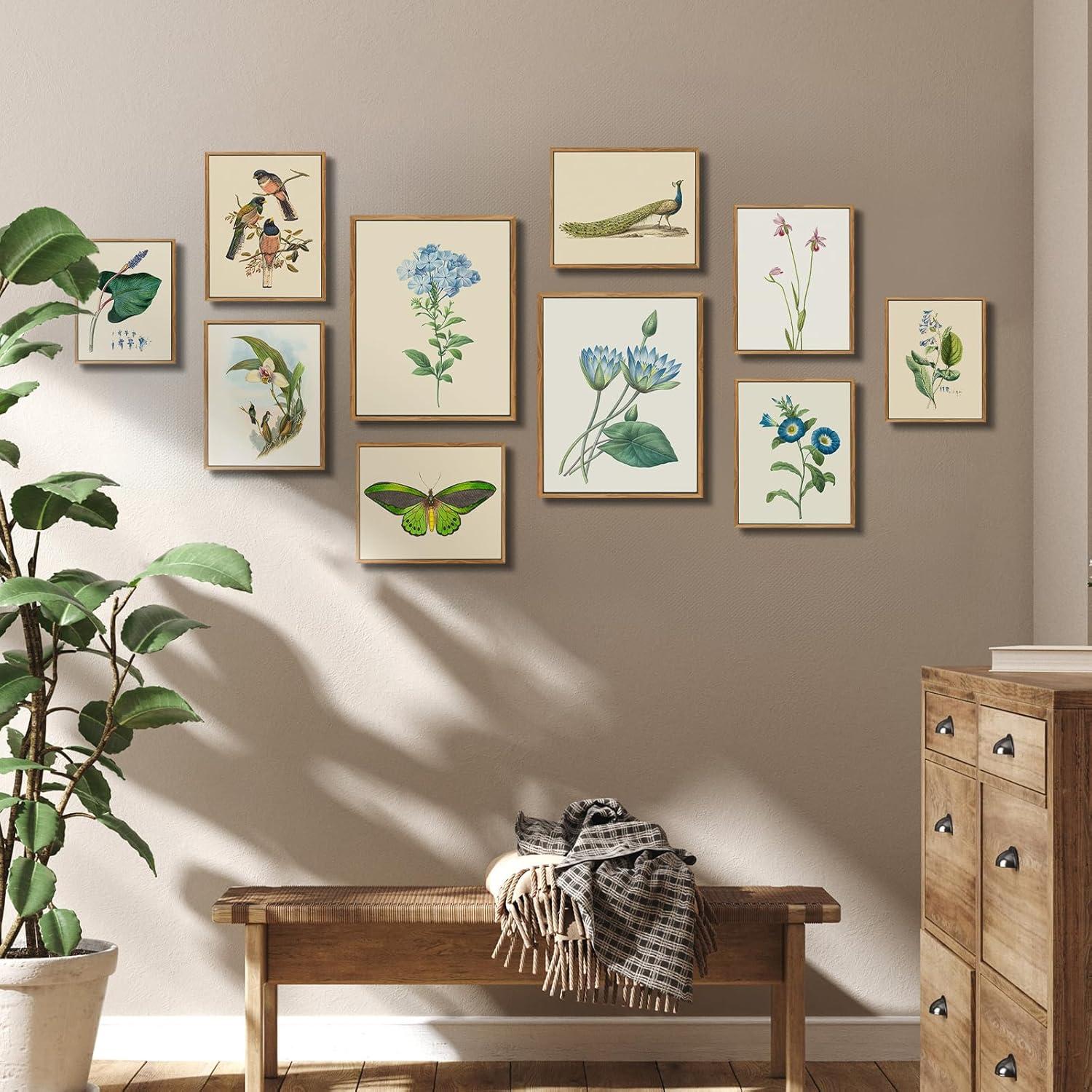 Vintage Botanische Leinwandbild 30x40cm mit Holzrahmen - Wandbilder Wohnzimmer