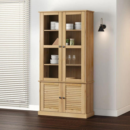 Vitrine Kiefer Massivholz 85x35x170 cm