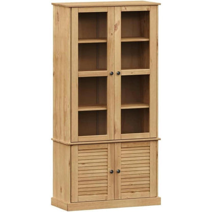 Vitrine Kiefer Massivholz 85x35x170 cm