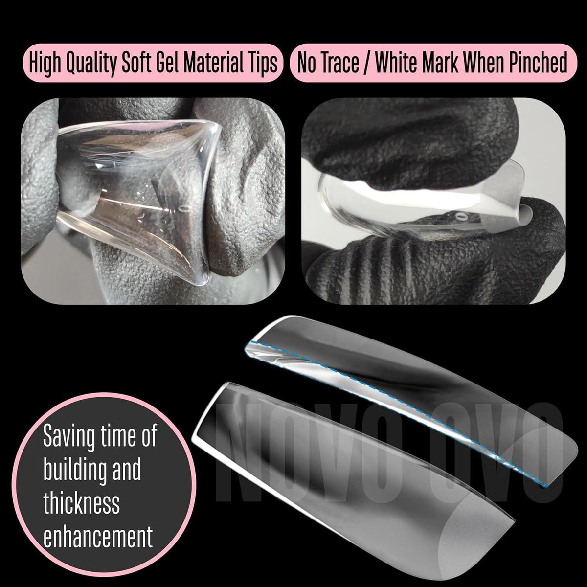Extra dicke Soft Gel Nagelspitzen Medium Square 14 Größen